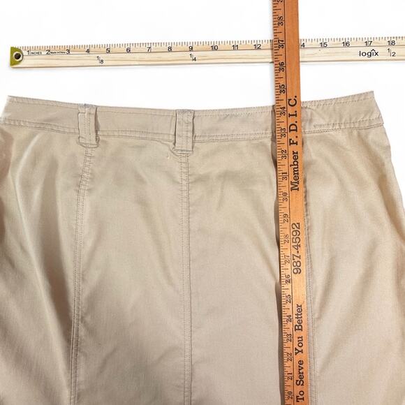 Talbots Cargo Midi Skirt Womens 14 Button Front Khaki Safari Utility A-line y2k - Picture 6 of 7